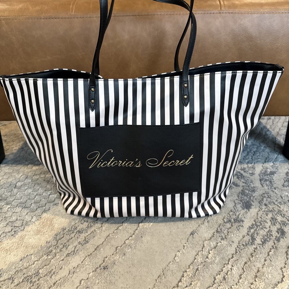 Victoria's Secret Striped Fashion Tote Bag Casual Women's Shoulder Bag